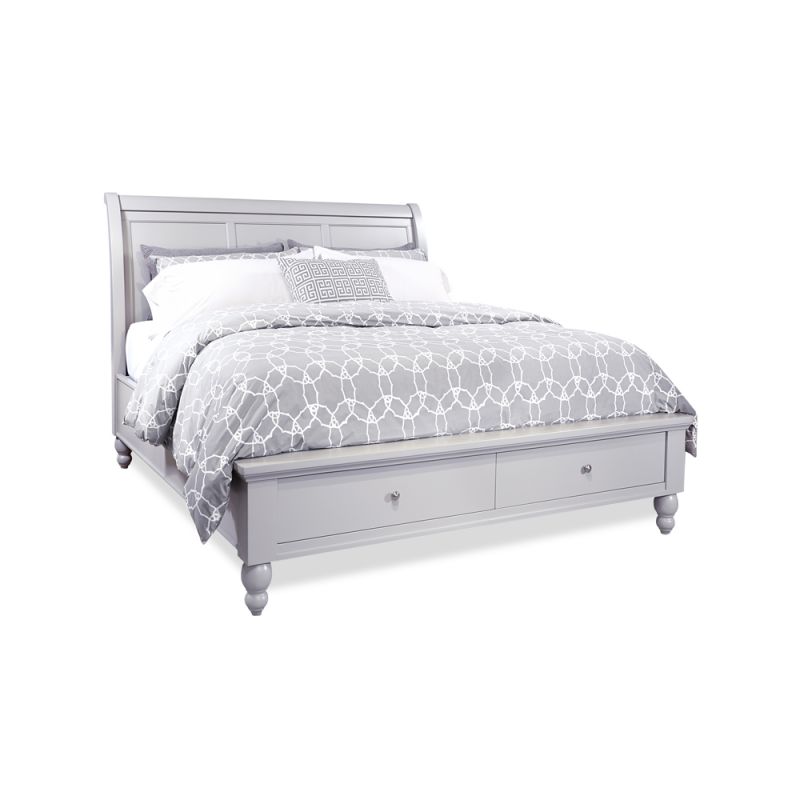 Emery Park - Cambridge King Sleigh Storage Bed in Light Gray Paint Finish