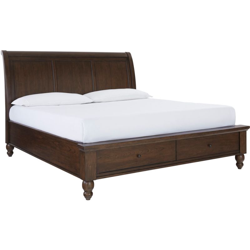 Emery Park - Cambridge King Storage Sleigh Bed in Classic Cherry Finish