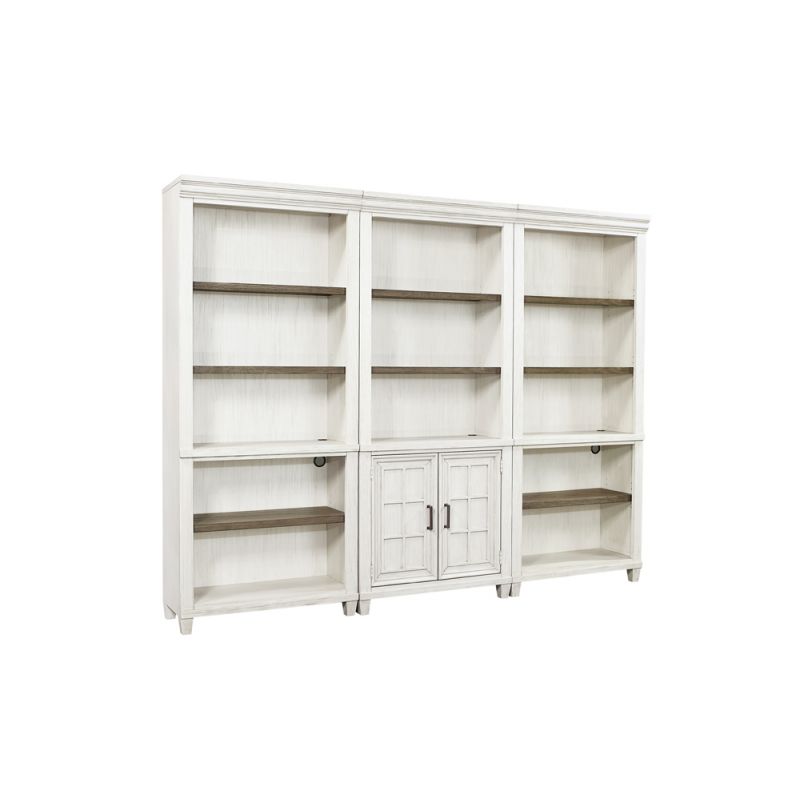Emery Park - Caraway Bookcase Wall in Aged Ivory Finish
