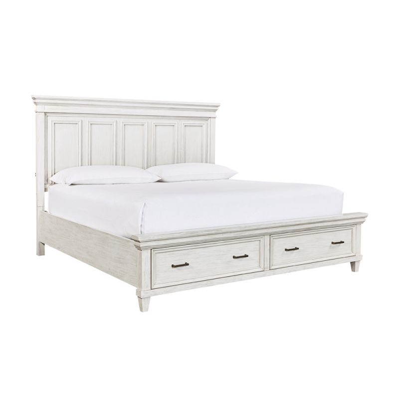 Emery Park - Caraway King Panel Storage Bed in Aged Ivory Finish
