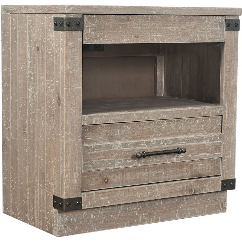 Emery Park - Foundry 1 Drawer Nightstand in Weathered Stone Finish - I349-451-WST