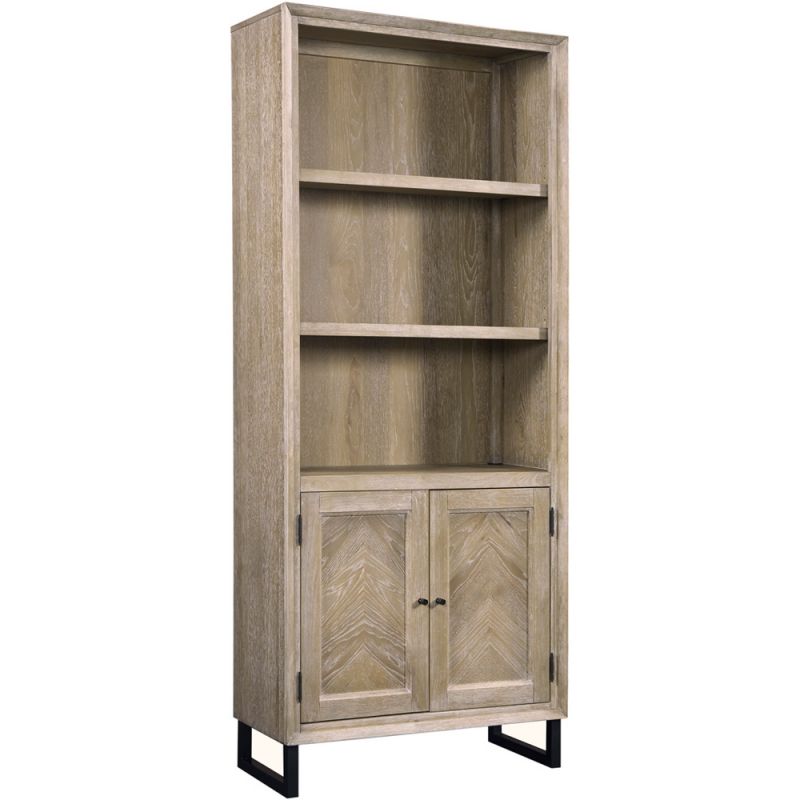 Emery Park - Harper Point Door Bookcase in Bleached Khaki Finish - IHP-332-KHA