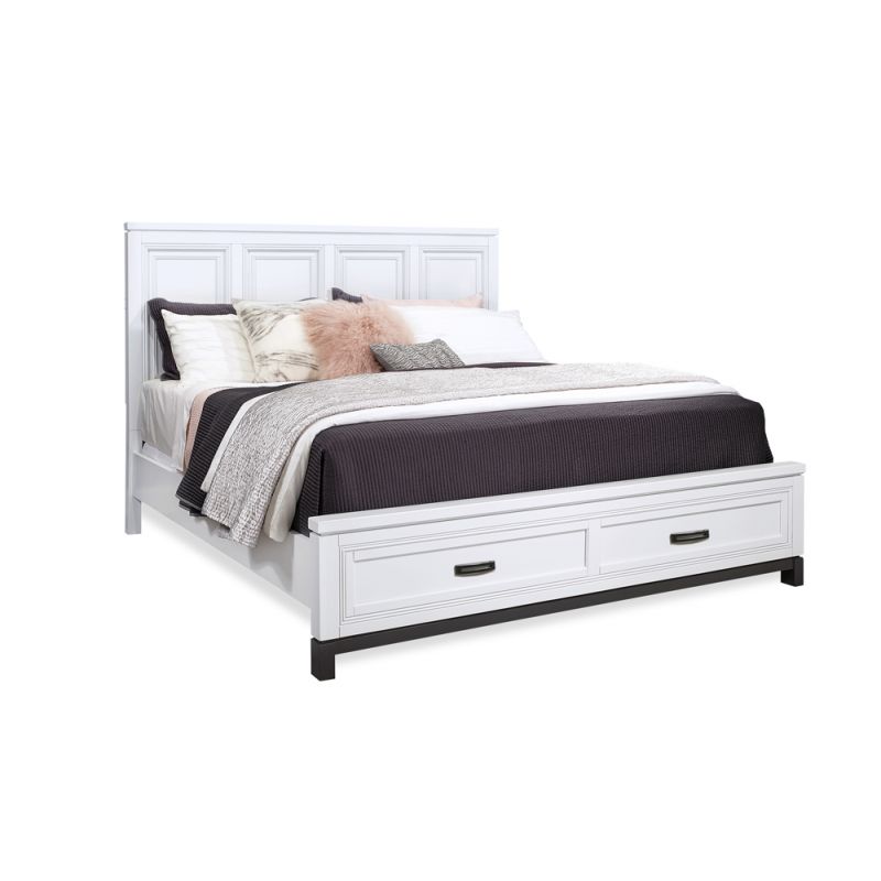 Emery Park - Hyde Park King Panel Storage Bed in White Paint Finish