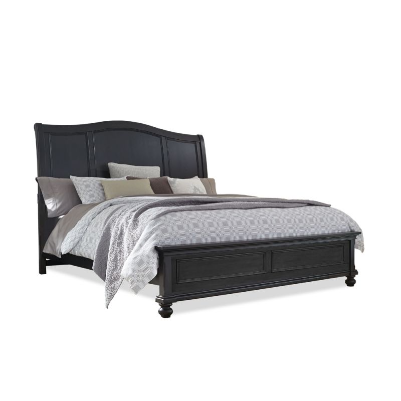 Emery Park - Oxford Cal King Sleigh Bed in Rubbed Black Finish