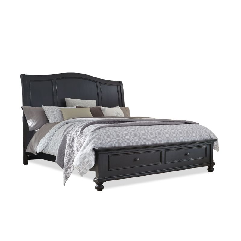 Emery Park - Oxford Cal King Sleigh Storage Bed in Rubbed Black Finish