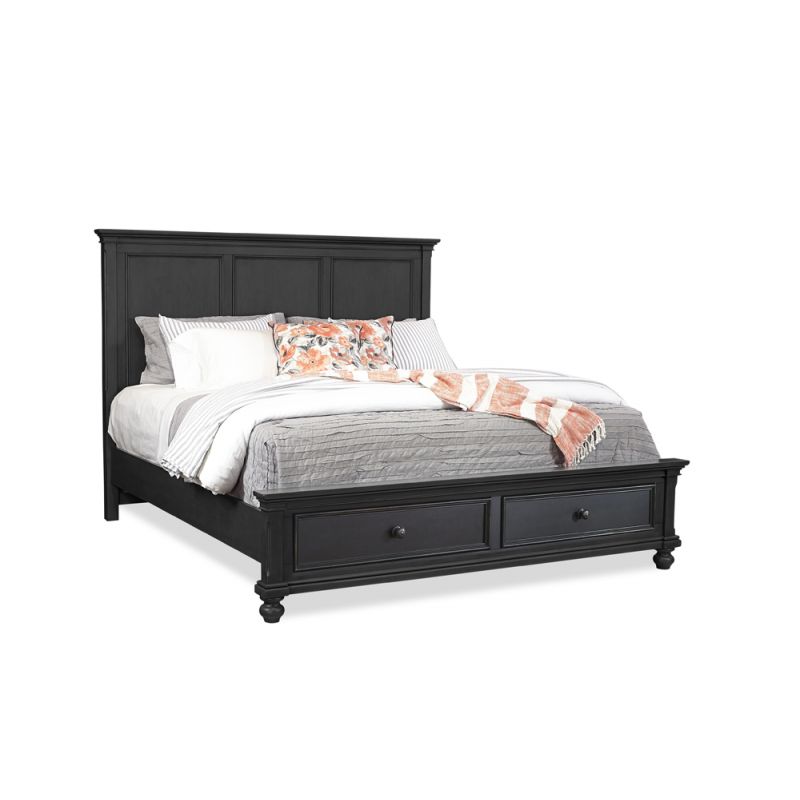 Emery Park - Oxford Queen Panel Storage Bed in Rubbed Black Finish