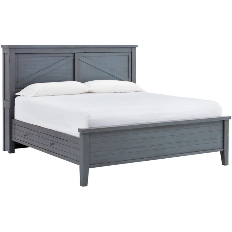 Emery Park - Pinebrook Cal King Storage Bookcase Bed in Denim Finish