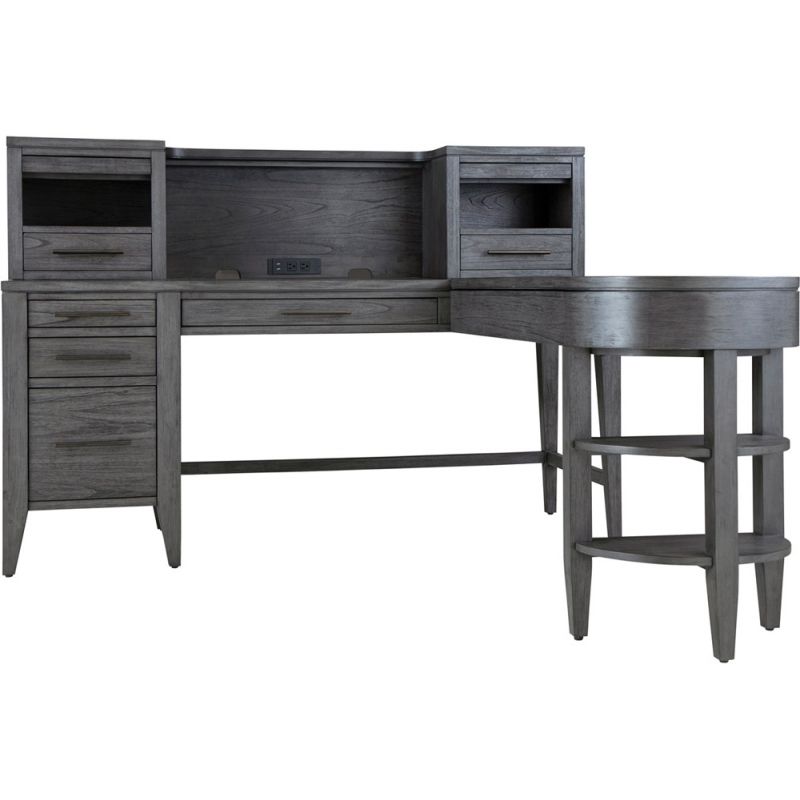 Emery Park - Preston Pedestal Desk And Return in Urbane Grey Finish