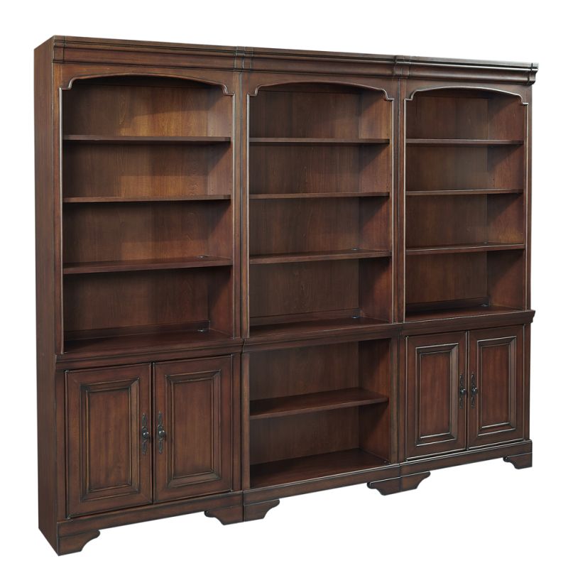 Emery Park - Richmond Bookcase Wall in Brown Burgundy Finish