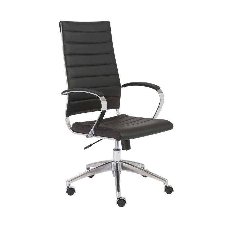 Euro Style - Axel High Back Office Chair in Black with Aluminum Base - 10604-BLK