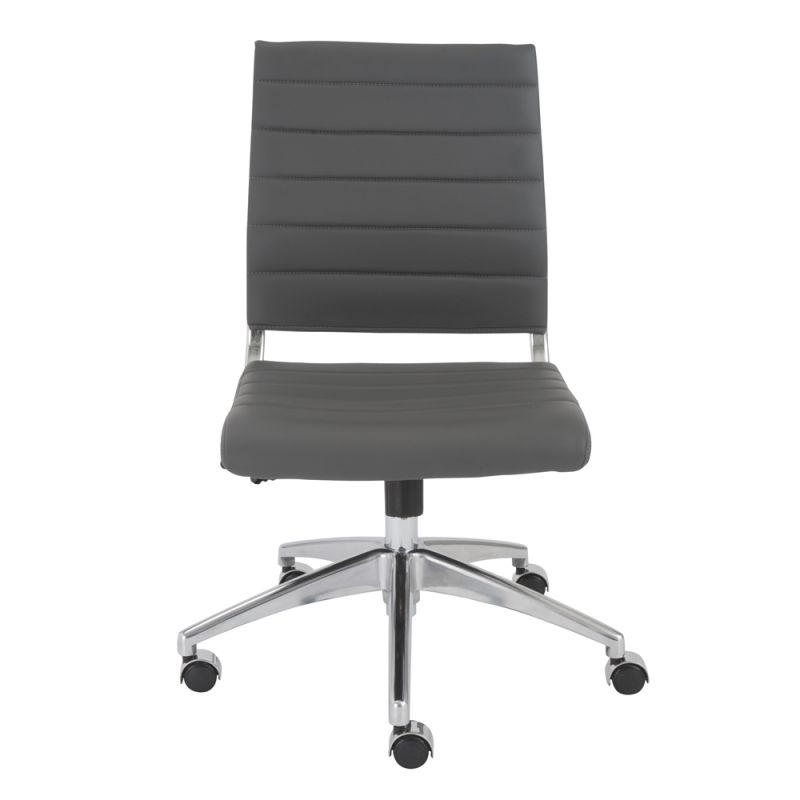 Euro Style - Axel Low Back Office Chair w/o Armrests in Gray with Aluminum Base - 10608-GRY