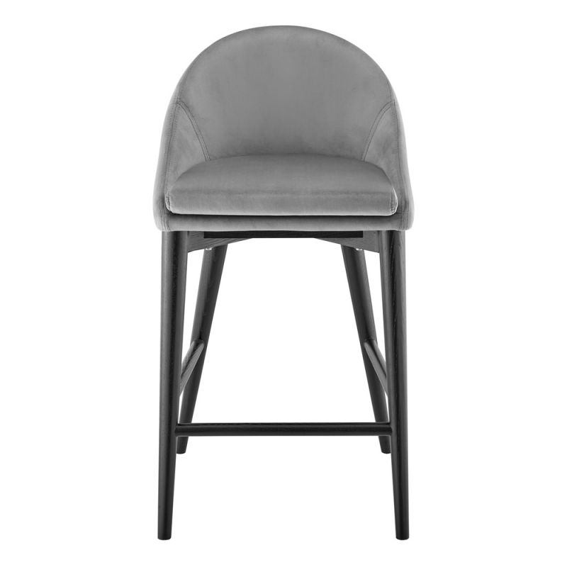 Euro Style - Baruch Counter Stool in Gray with Matte Black Legs - 38677-GRY