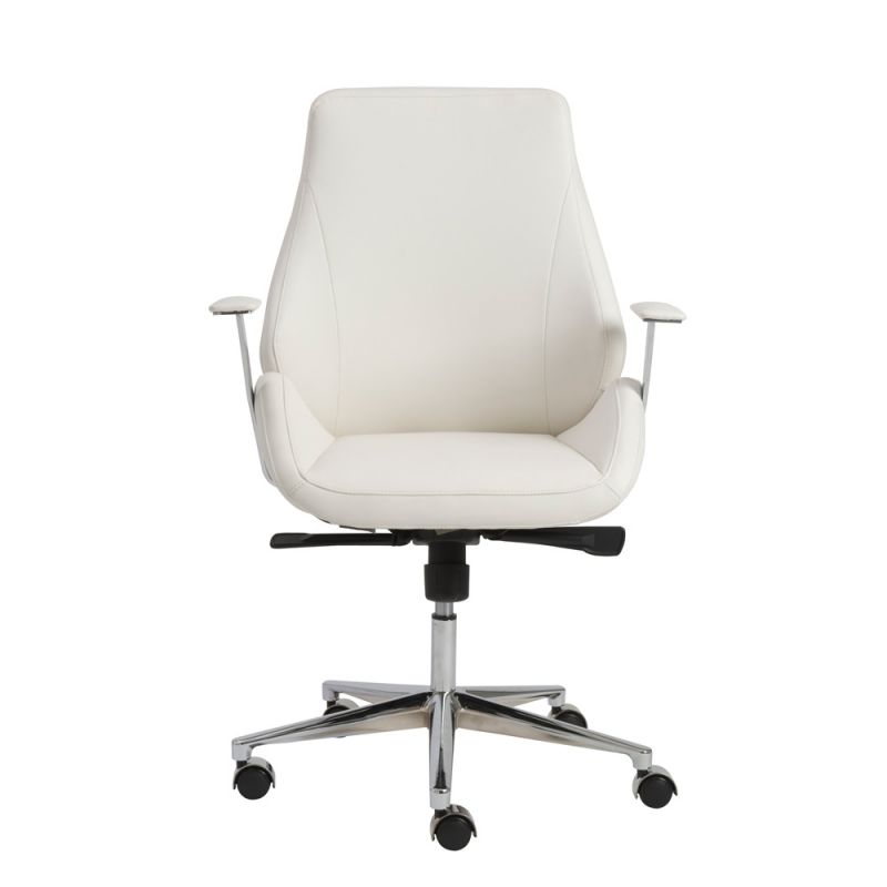 Euro Style - Bergen Low Back Office Chair in White with Chromed Steel Base - 00475WHT