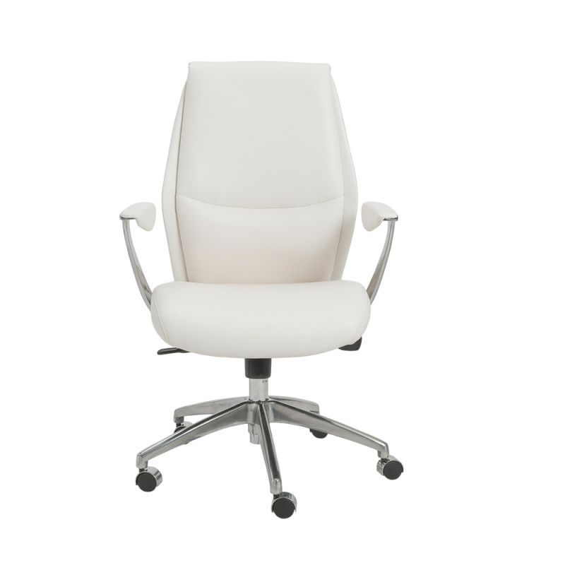 Euro Style - Crosby Low Back Office Chair in White with Polished Aluminum Base - 00473WHT