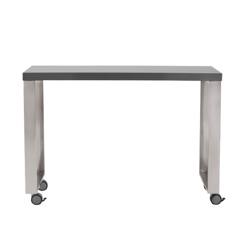 Euro Style - Dillon 40in Side Return in High Gloss Gray and Polished Stainless Steel Base - 09816GRY