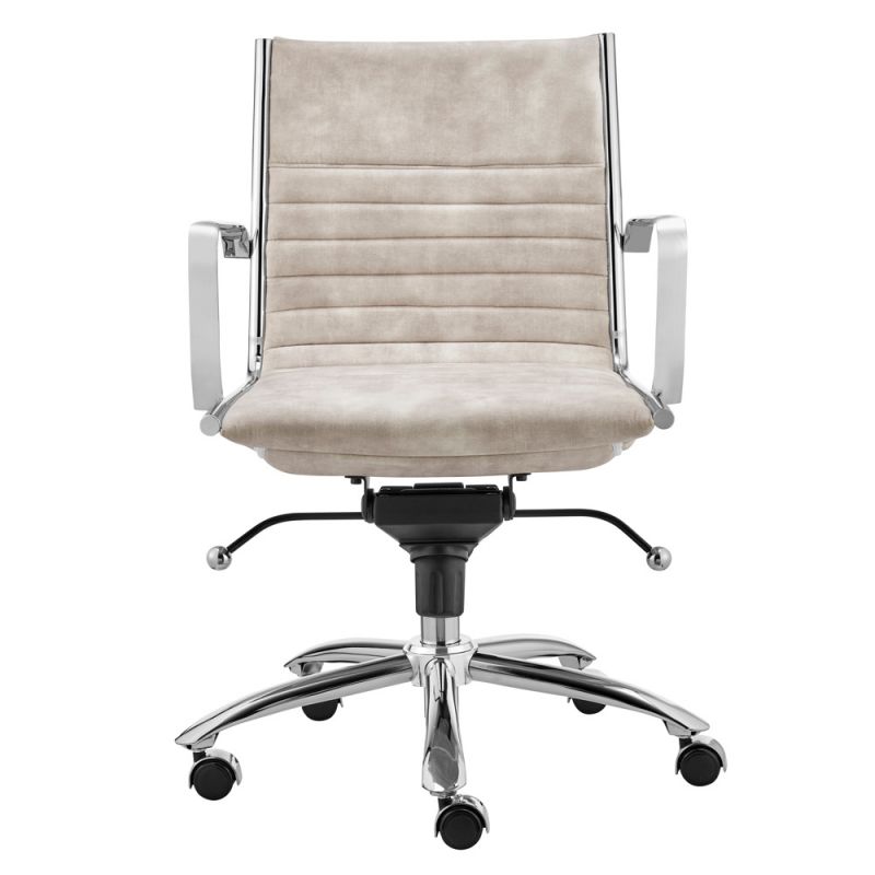 Euro Style - Dirk Low Back Office Chair in Beige Velvet with Chromed Steel Base - 10678BG