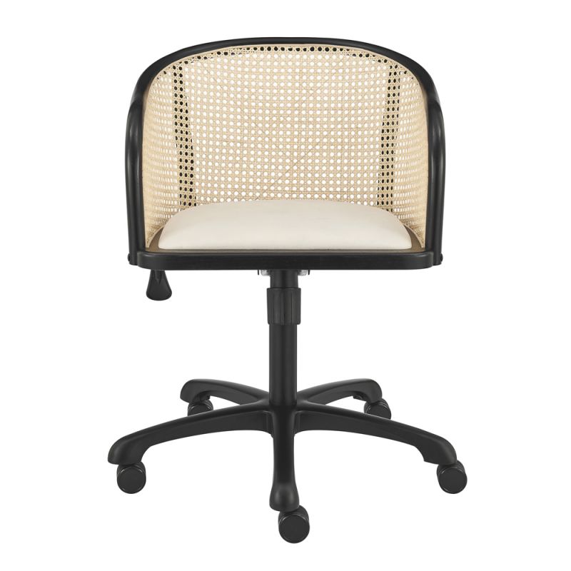Euro Style - Elsy Office Chair in Black with Beige Velvet Seat and Black Base - 08194-BLK