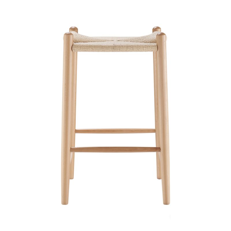 Euro Style - Evelina Counter Stool without Backrest with Natural Frame and Rush Seat Set of 1 - 39210-NAT