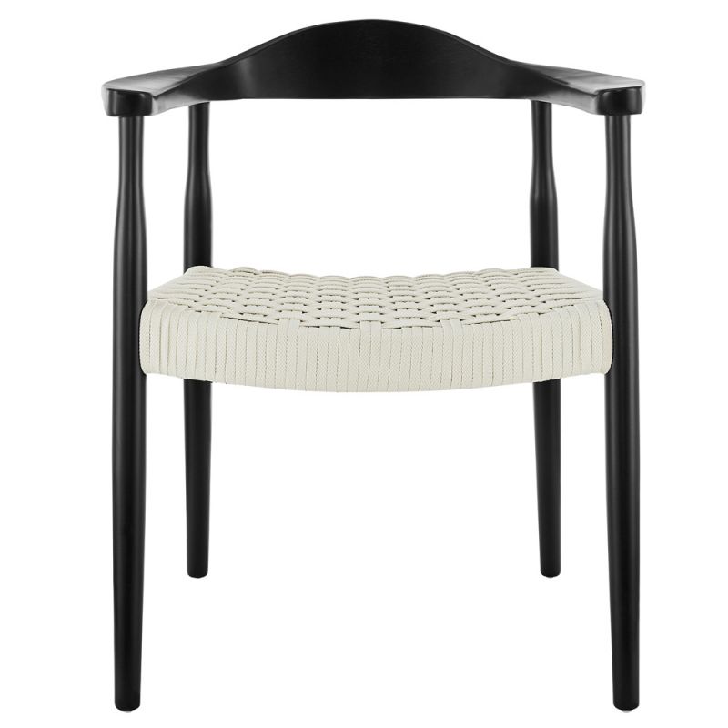 Euro Style - Hannu Armchair in Matte Black with White Seat Rope - 39128MTBLK