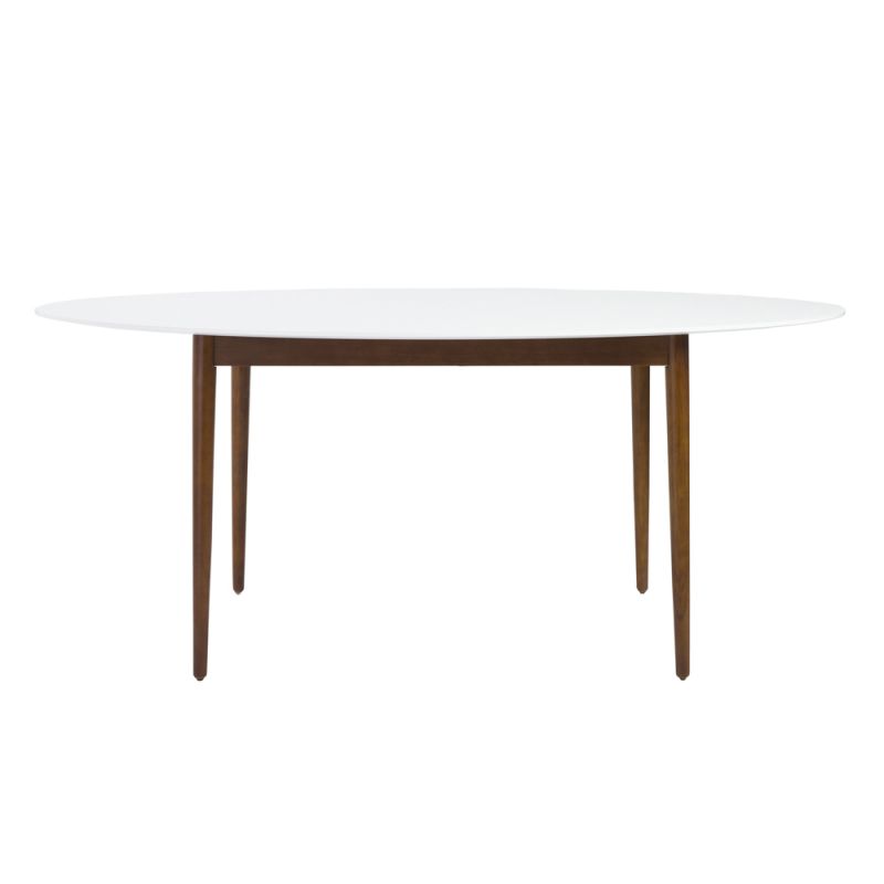 Euro Style - Manon Oval Dining Table in Matte White with Dark Walnut Legs - 90190WHT