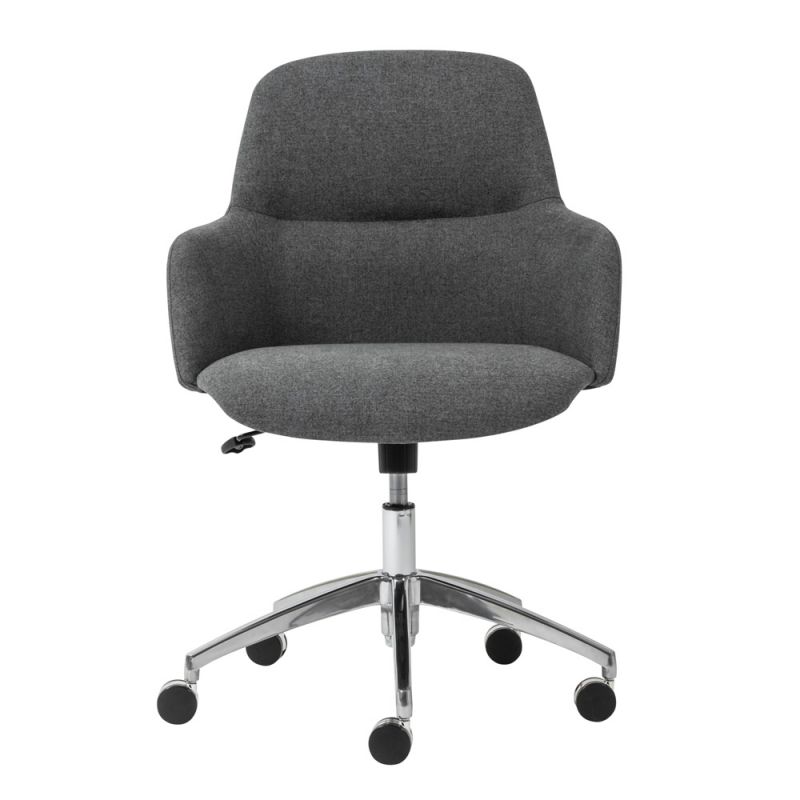Euro Style - Minna Office Chair in Dark Gray Fabric with Polished Aluminum Base - 90560DKGRY