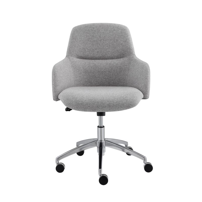 Euro Style - Minna Office Chair in Light Gray Fabric with Polished Aluminum Base - 90560LTGRY