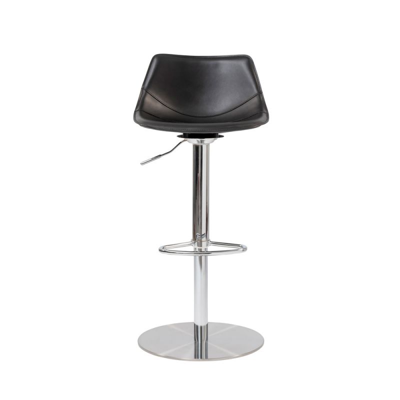 Euro Style - Rudy Adjustable Swivel Bar/Counter Stool in Black with Brushed Stainless Steel Base - 05204BLK