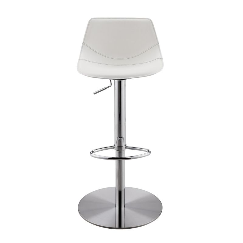 Euro Style - Rudy Adjustable Swivel Bar/Counter Stool in White with Brushed Stainless Steel Base - 05204WHT