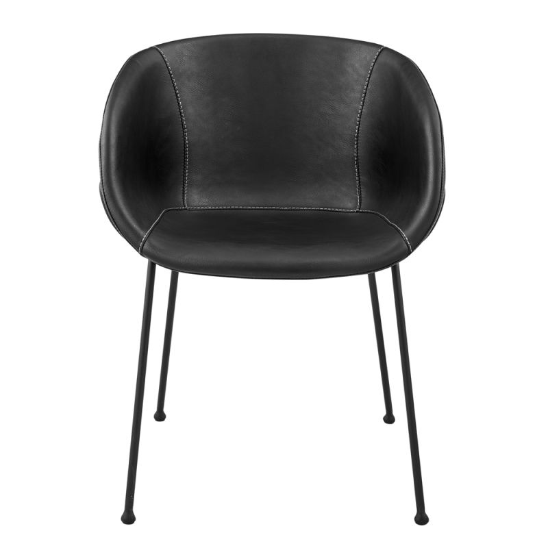 Euro Style - Zach Armchair in Black Leatherette with Matte Black Legs (Set of 2) - 30488BLK