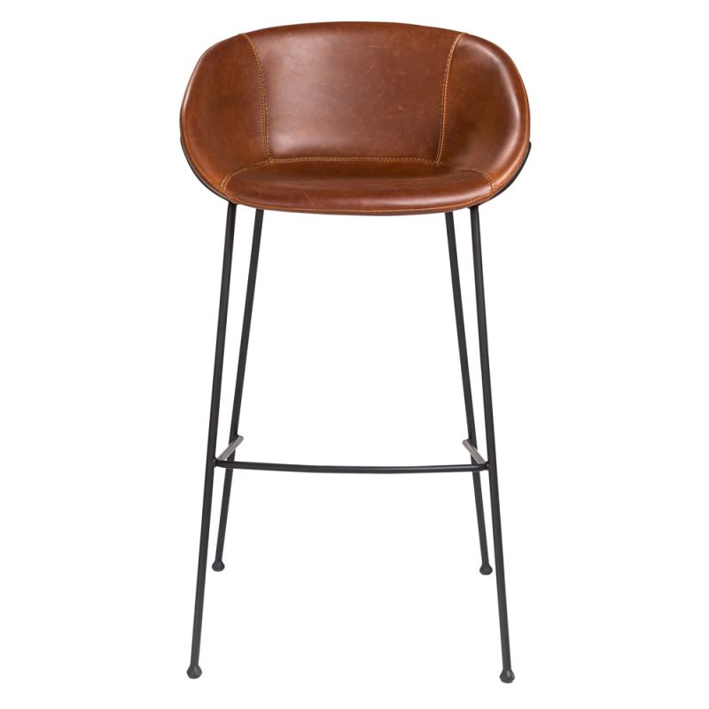 Euro Style - Zach Bar Stool in Dark Brown and Matte Black Legs (Set of 2) - 30490DKBRN