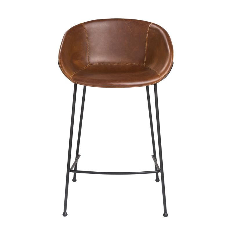 Euro Style - Zach Counter Stool in Dark Brown and Matte Black Legs (Set of 2) - 30491DKBRN