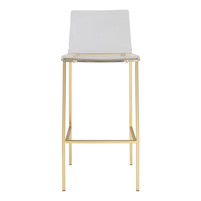 Euro Style - Chloe Bar Stool in Clear Acrylic with Matte Brushed Gold Legs (Set of 2) - 80942MBG
