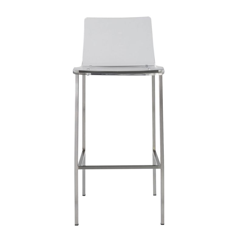 Euro Style - Chloe Counter Stool in Clear Acrylic with Brushed Aluminum Legs (Set of 2) - 80941BA