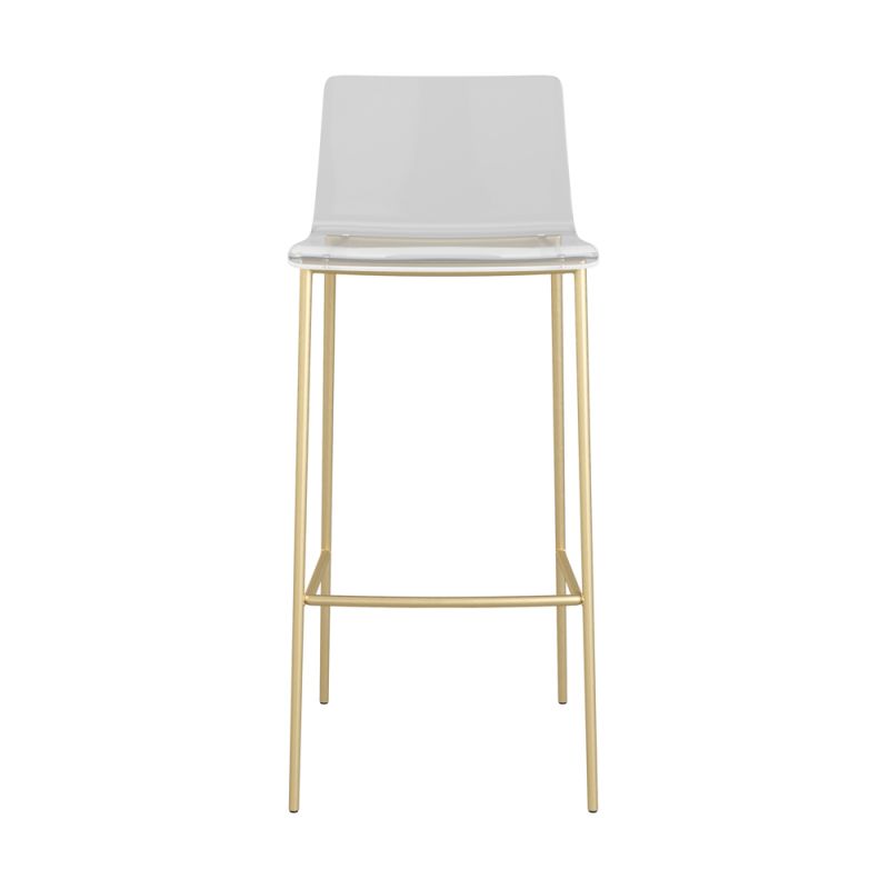 Euro Style - Cilla Bar Stool in Clear with Matte Brushed Gold Legs (Set of 2) - 82113MBG
