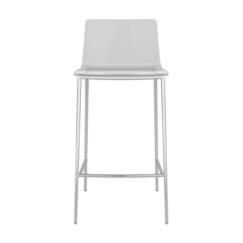 Euro Style - Cilla Counter Stool in Clear with Brushed Nickel Legs (Set of 2) - 82119BRNICK