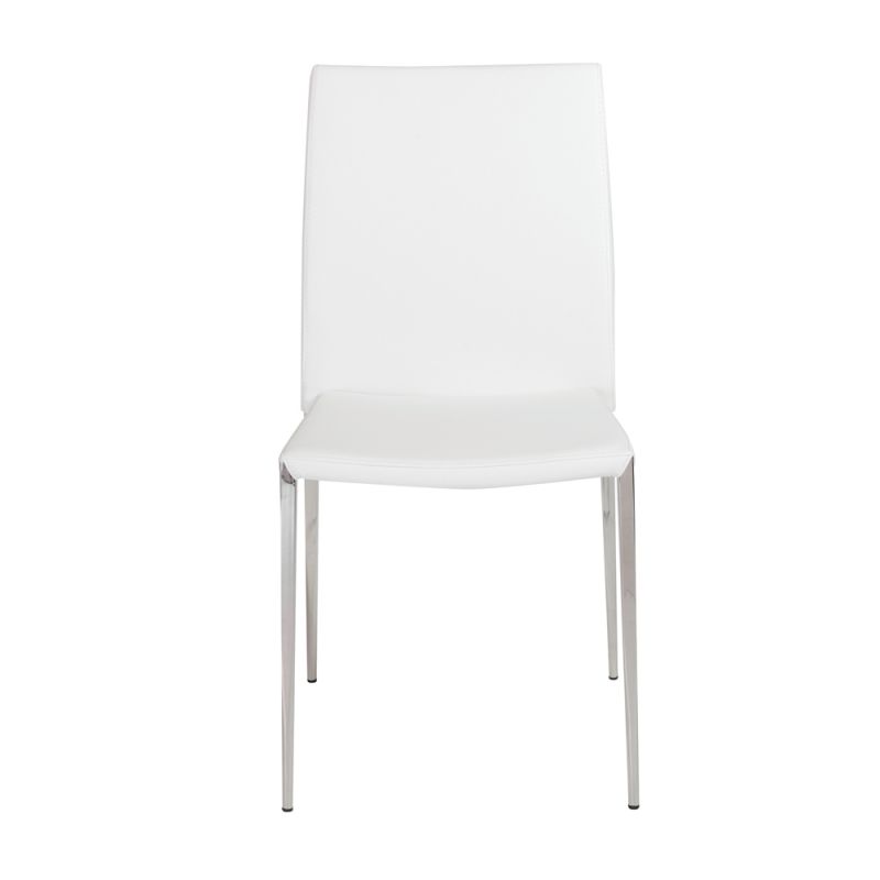Euro Style - Diana Stacking Side Chair in White with Polished Stainless Steel Legs (Set of 2) - 02348WHT-MP2