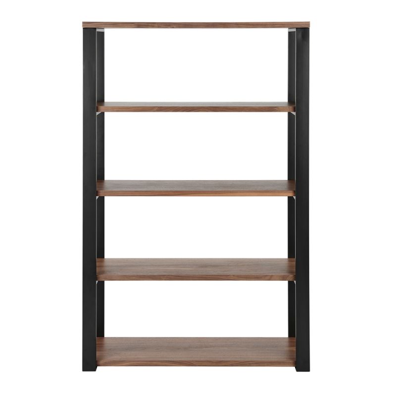 Euro Style - Dillon 40-Inch Shelf/Shelving Unit with American Walnut Veneer Shelves and Matte Black Frame - 90471WAL-KIT