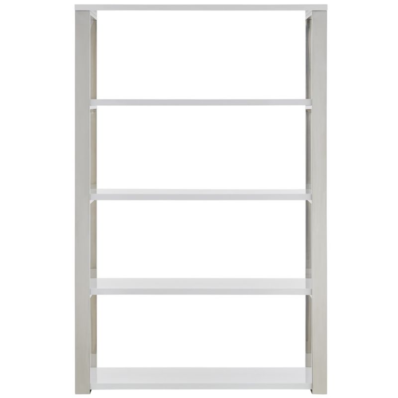 Euro Style - Dillon 40-Inch Shelf/Shelving Unit with High Gloss White Shelves and Polished Stainless Steel Frame - 90460WHT-KIT
