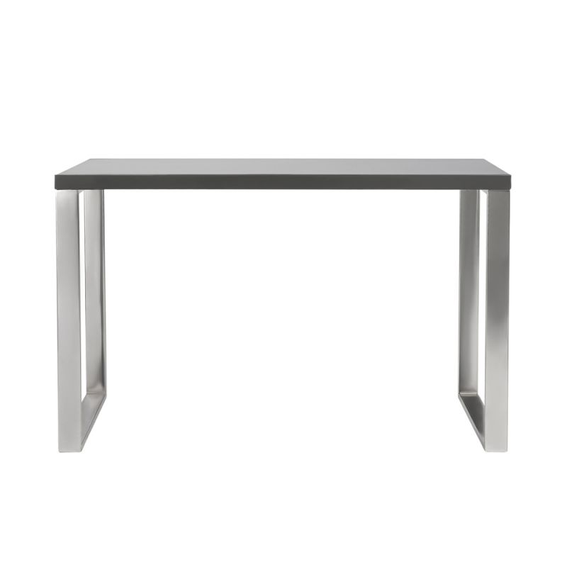 Euro Style - Dillon Desk in Gray with Polished Stainless Steel Base - 09815GRY