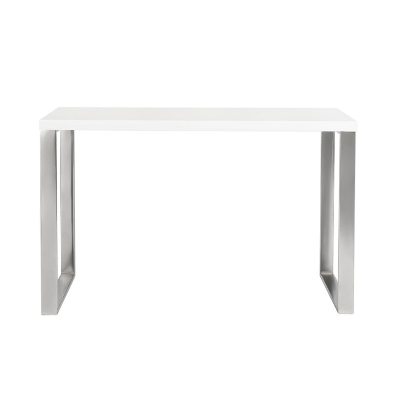 Euro Style - Dillon Desk in White with Polished Stainless Steel Base - 09815WHT