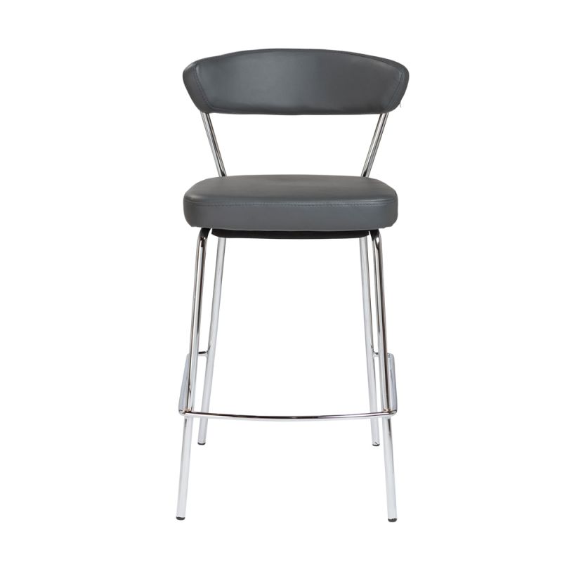 Euro Style - Draco-C Counter Stool In Gray With Chrome Base Frame And Base (Set of 2) - 15100GRY