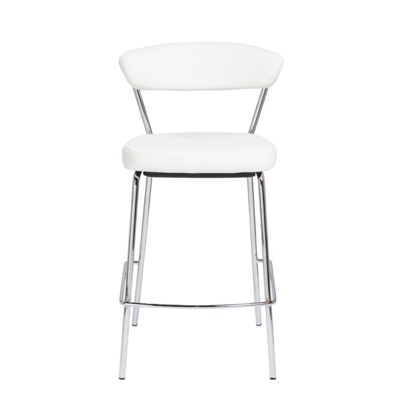 Euro Style - Draco-C Counter Stool In White With Chrome Base Frame And Base (Set of 2) - 15100WHT