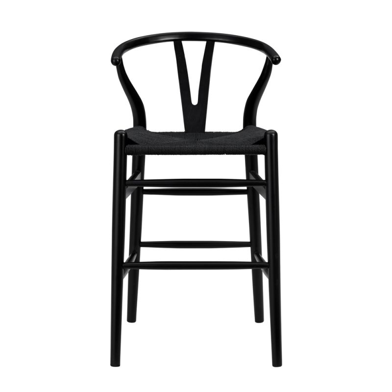 Euro Style - Evelina-C Counter Stool with Black Stained Framed and Black Rush Seat - 08161BLK