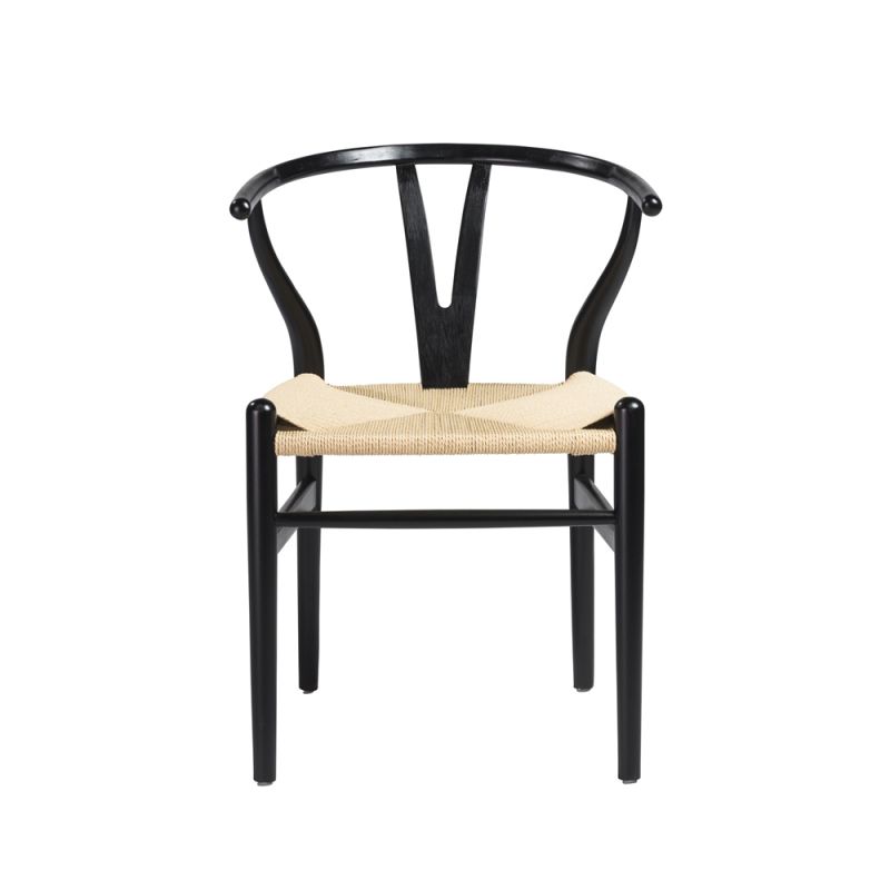 Euro Style - Evelina Side Chair in Black with Natural Rush Seat (Set of 2) - 08157BLK
