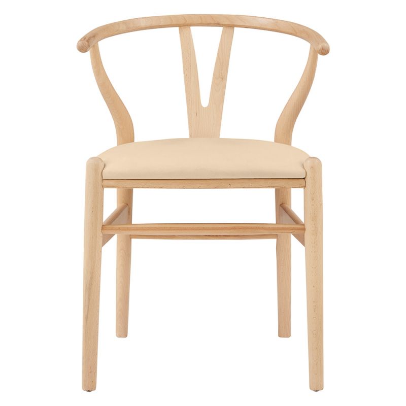 Euro Style - Evelina Side Chair in Natural Stained Frame and Beige Velvet Seat (Set of 2) - 39154-NAT
