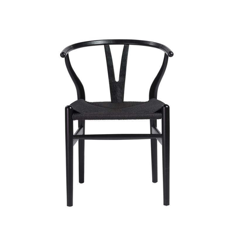 Euro Style - Evelina Side Chair with Black Stained Framed and Black Rush Seat (Set of 2) - 08162BLK