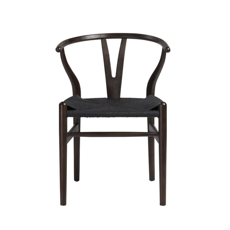 Euro Style - Evelina Side Chair with Walnut Stained Framed and Black Rush Seat (Set of 2) - 08162WAL