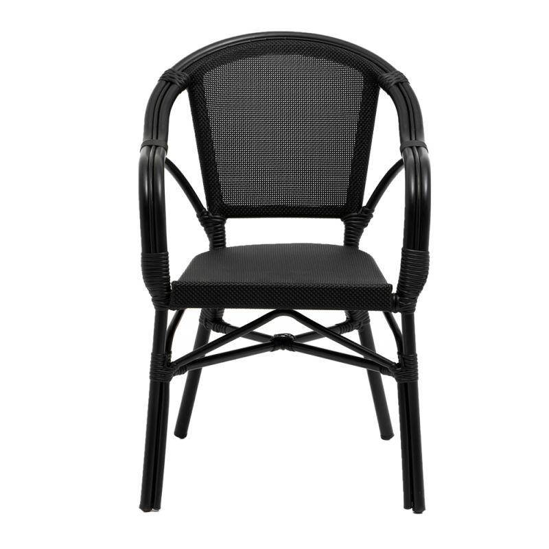 Euro Style - Ivan Stacking Armchair in Black Textylene Mesh with Black Frame (Set of 2) - 90580-BLK