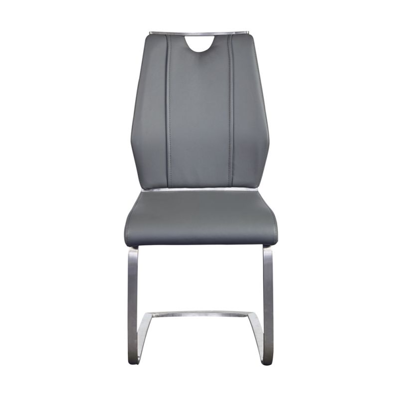 Euro Style - Lexington Side Chair in Gray and Brushed Stainless Steel - Set of 2 - 81013GRY
