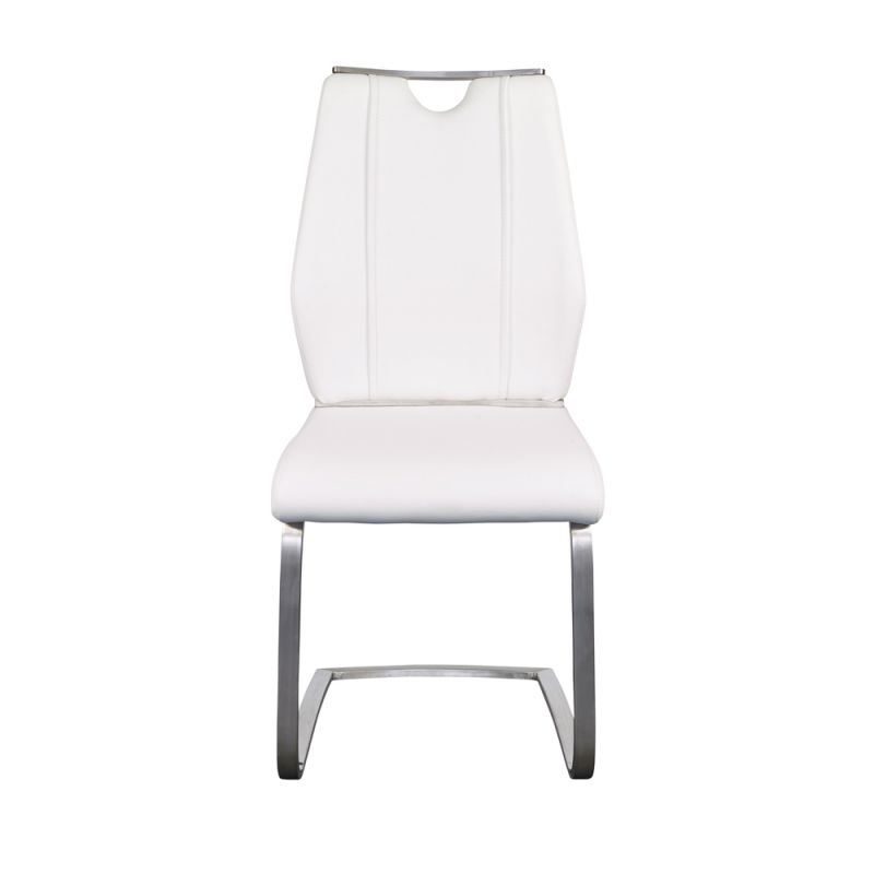 Euro Style - Lexington Side Chair in White and Brushed Stainless Steel (Set of 2) - 81013WHT